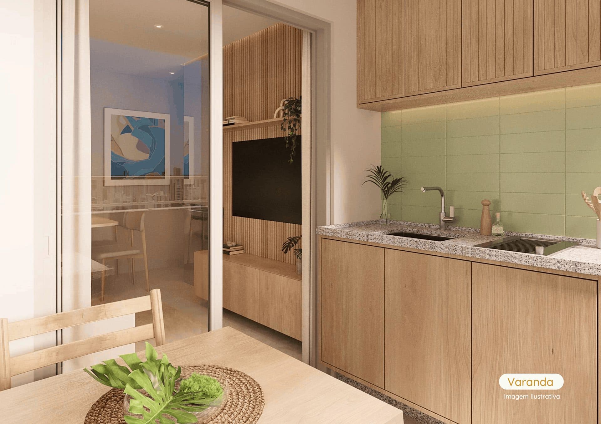 Cozinha do apartamento decorado Alpha Celeste